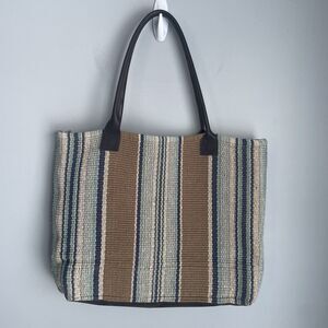 Dash & Albert Rug Company Handwoven Bohemian Leather Strap Jumbo Tote Bag Purse